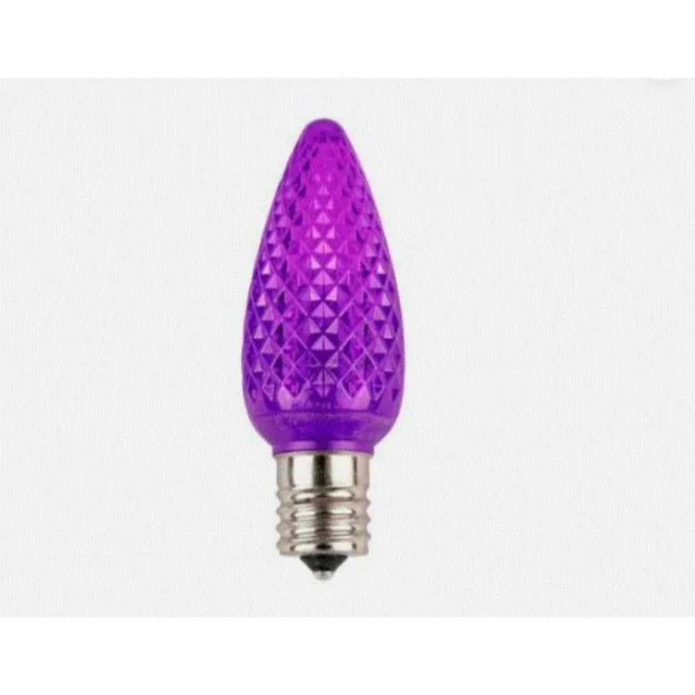 LED C9 PURPLE Bright Light BULB Faceted CHRISTMAS Bulb  E17 Base NEW 25 ct bag